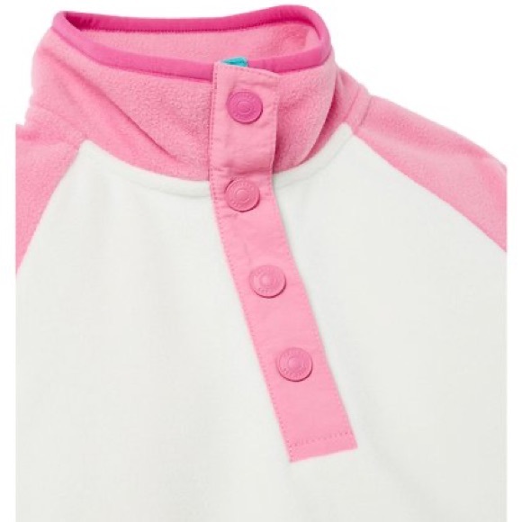 NWT Joules | Pink & White Color Block Button-Front Jaxon Fleece Pullover - Picture 3 of 4